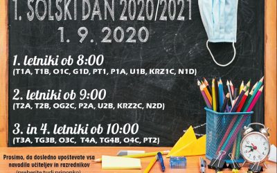Prvi šolski dan v šol. letu 2020/21