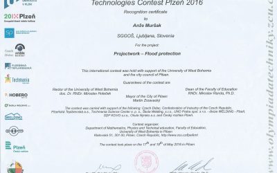 Odličen dosežek na tehnični olimpijadi v Plznu na Češkem – maj 2016